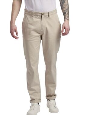 NWT Ben Sherman Slim Fit Khakis Chinos in Stone Stretch Cotton Size 38W x 32L